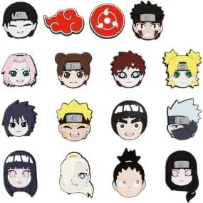 16Pcs Naruto Japan Anime Crocs Charms Decoration Cute Sandals Shoes Accessories Kawaii PVC Badges DIY Bundle Set