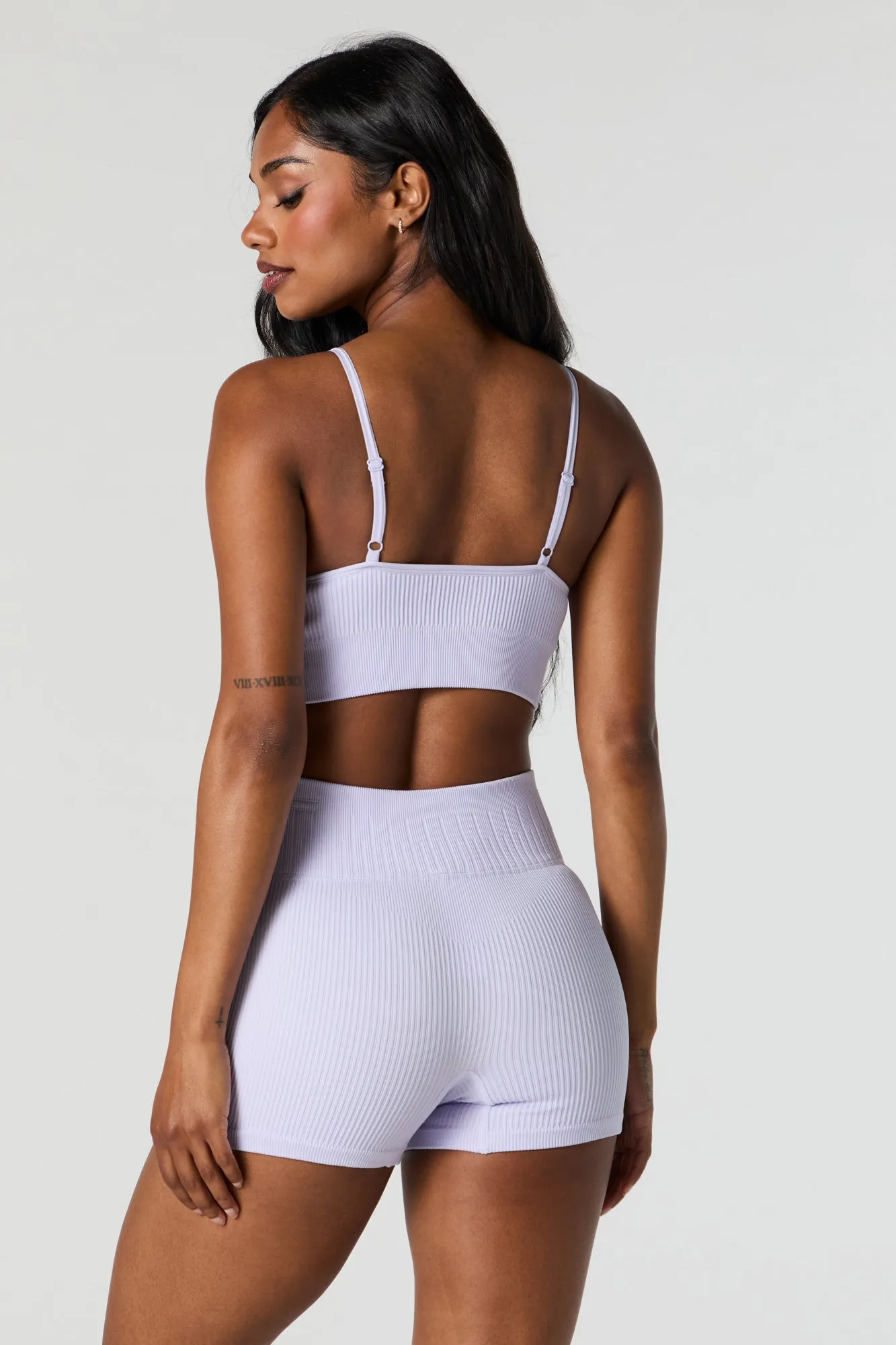 Active Seamless Ribbed Drawstring Short