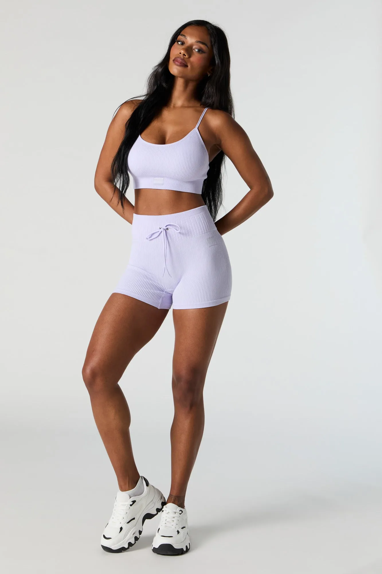 Active Seamless Ribbed Drawstring Short