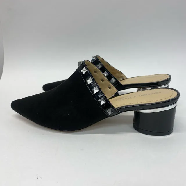 Adrienne Vittadini Size 7.5 Women's Black Studs Mules Shoes