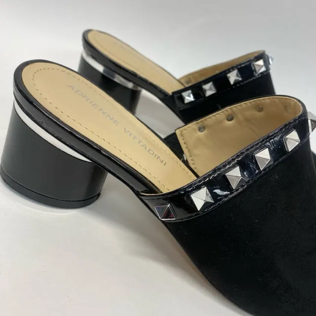 Adrienne Vittadini Size 7.5 Women's Black Studs Mules Shoes