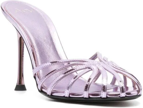 Alevì metallic-finish slip-on mules Purple