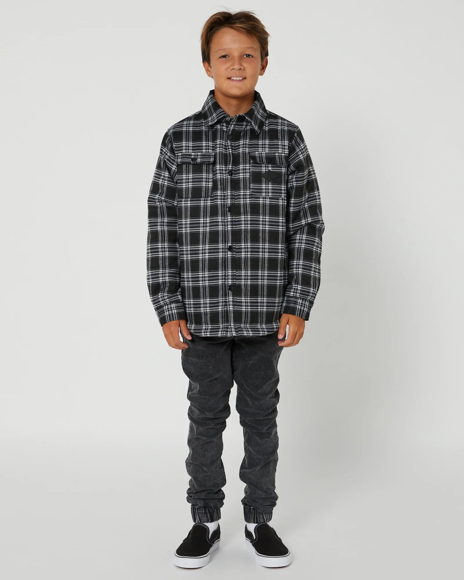 Alphabet Soup Teen Outback Shacket Black Check