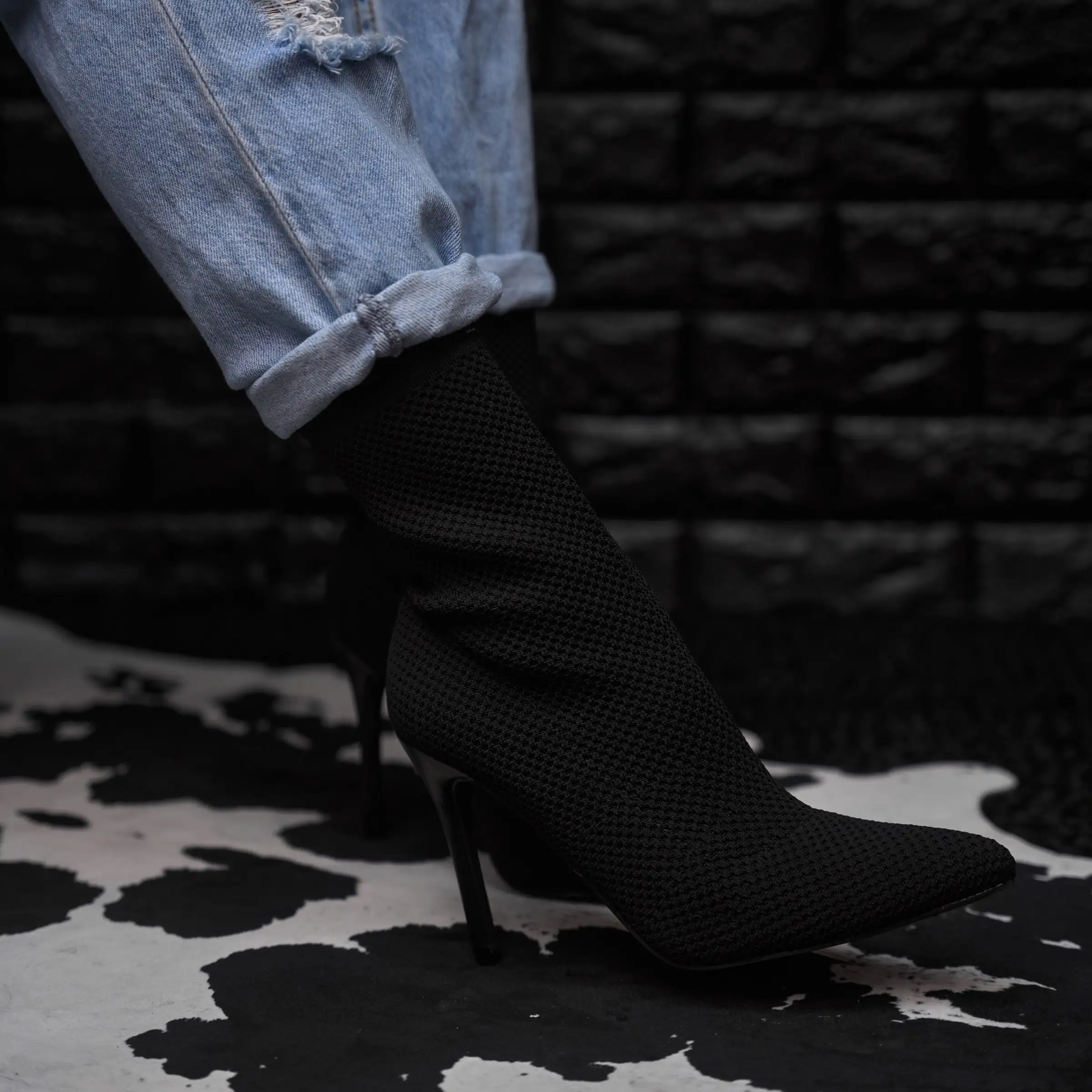 black woven bootie - sisa