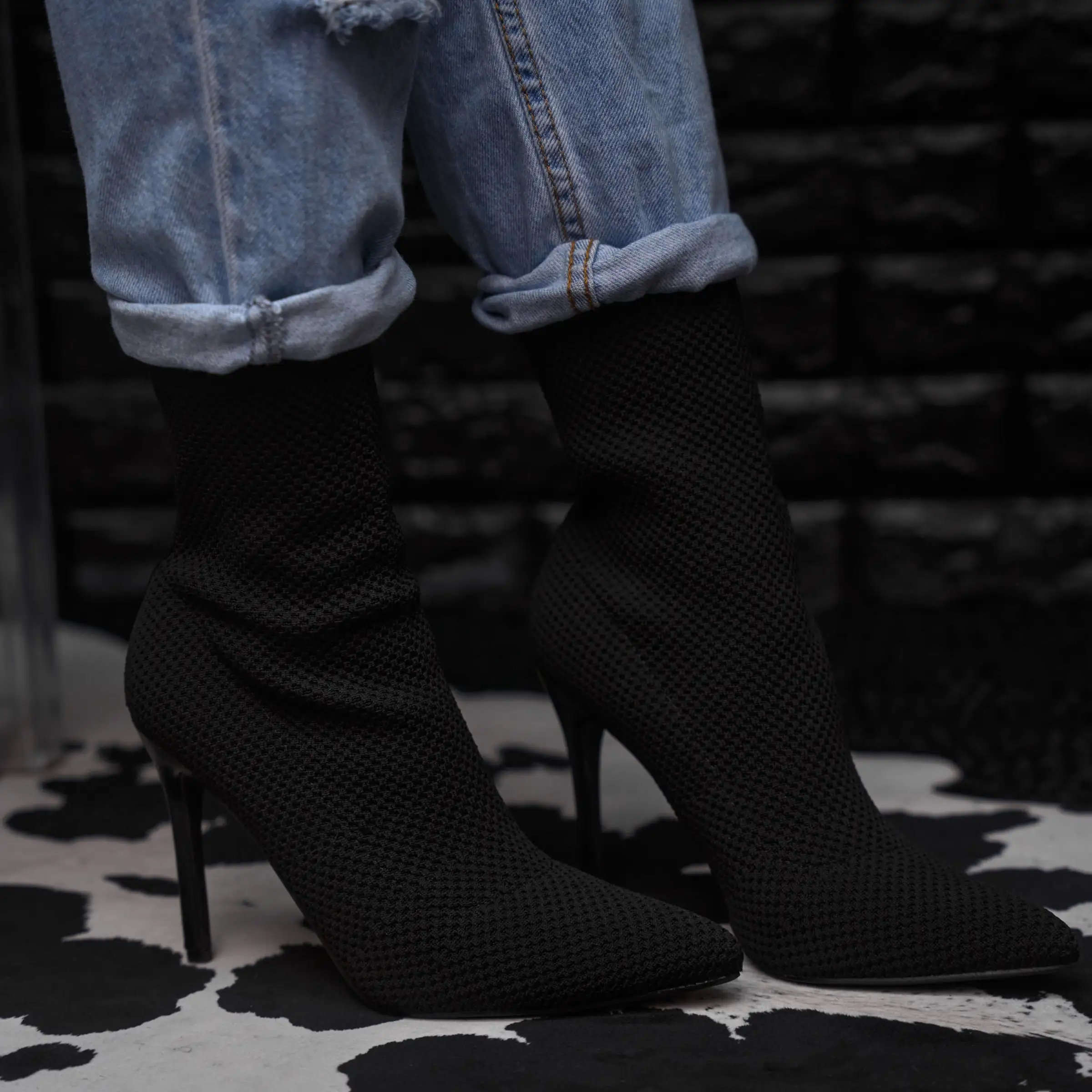 black woven bootie - sisa