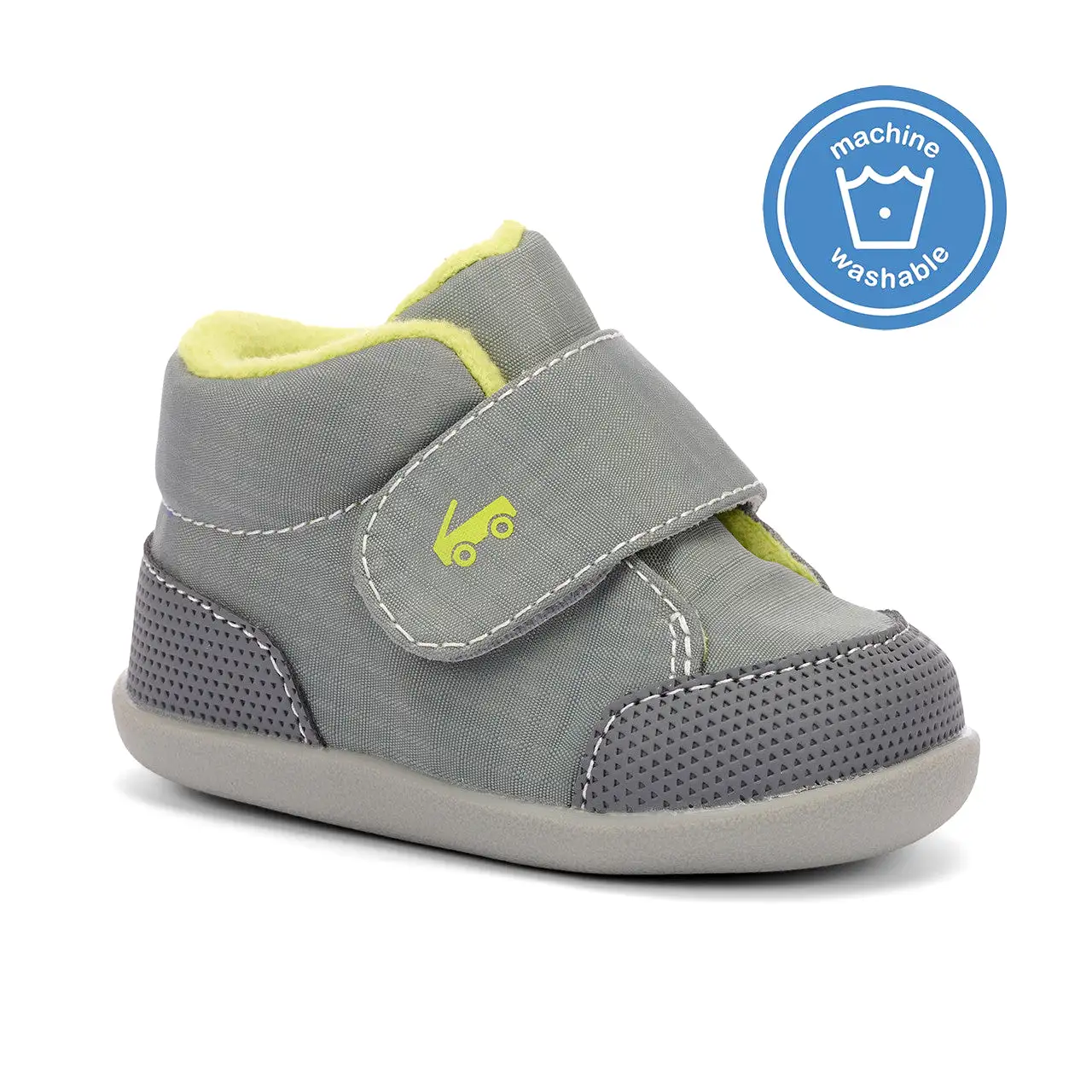 Casey (First Walker) Infant Bootie -  Gray/Lime