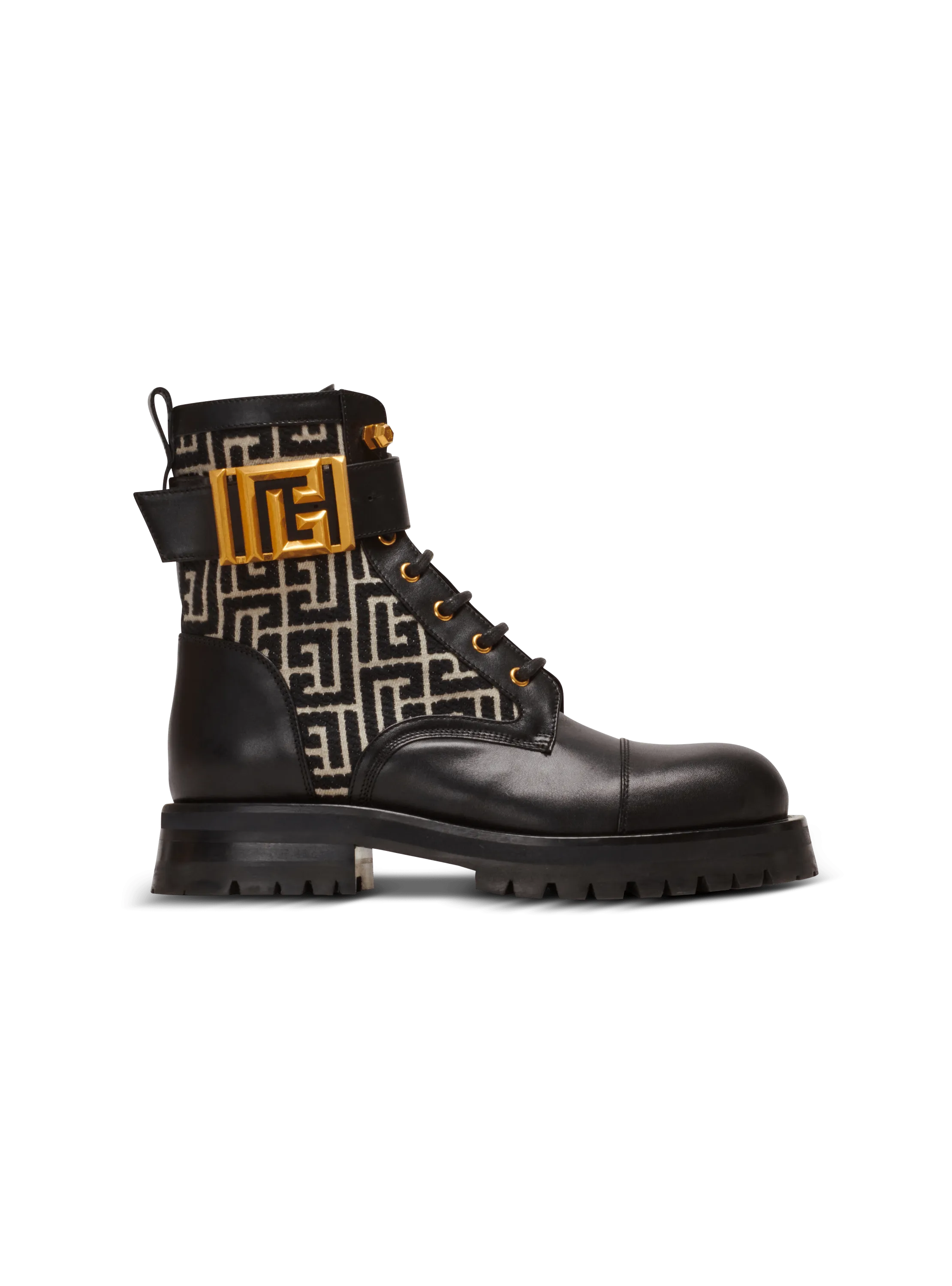 Charlie monogram jacquard and leather ranger boots