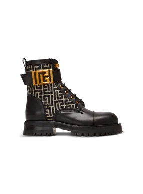 Charlie monogram jacquard and leather ranger boots