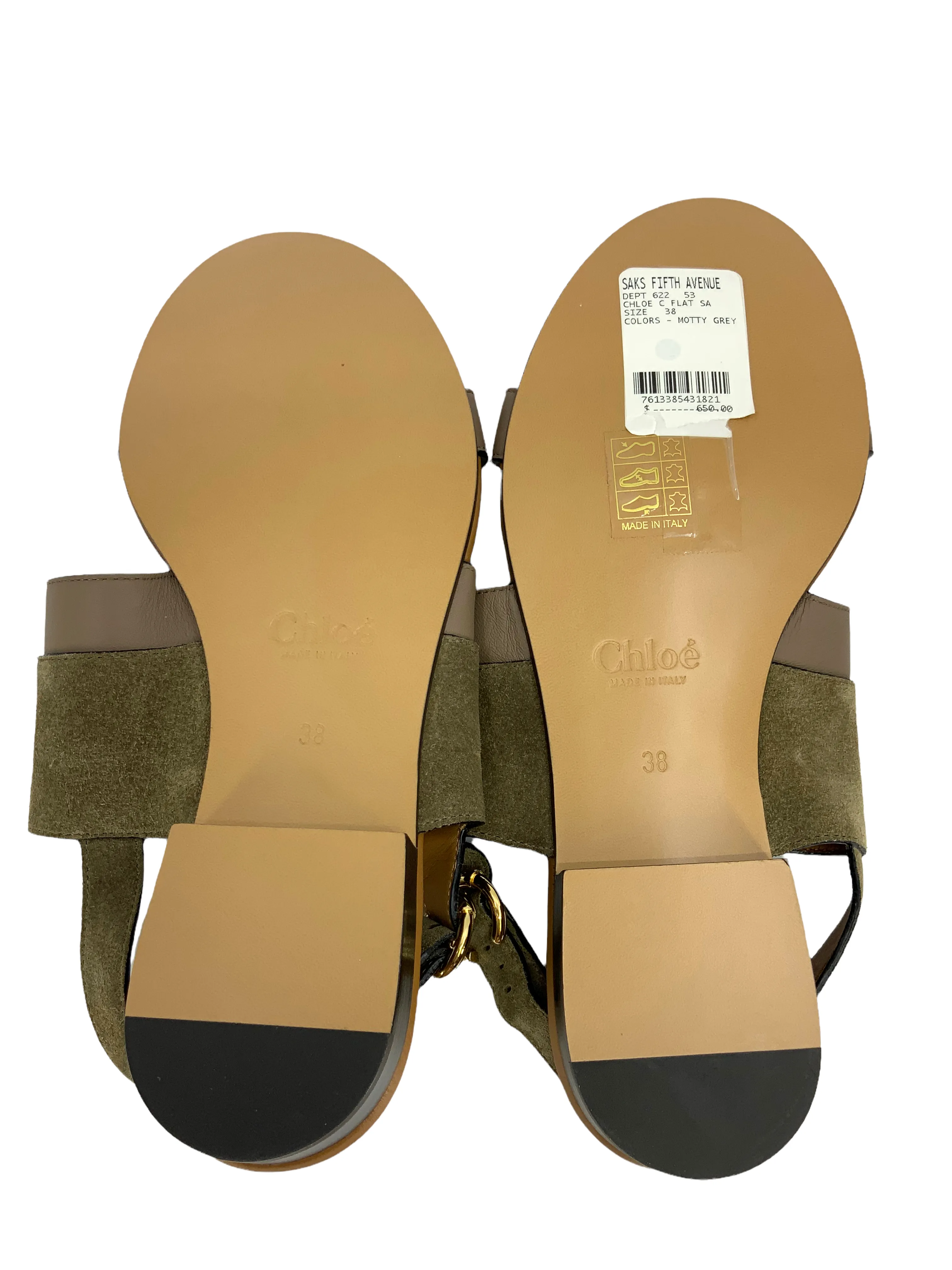 Chloe C Logo Suede and Leather Sandals 8