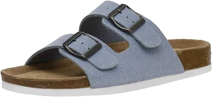 Cushionaire ladies slip on sandals adjustable buckles