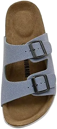 Cushionaire ladies slip on sandals adjustable buckles