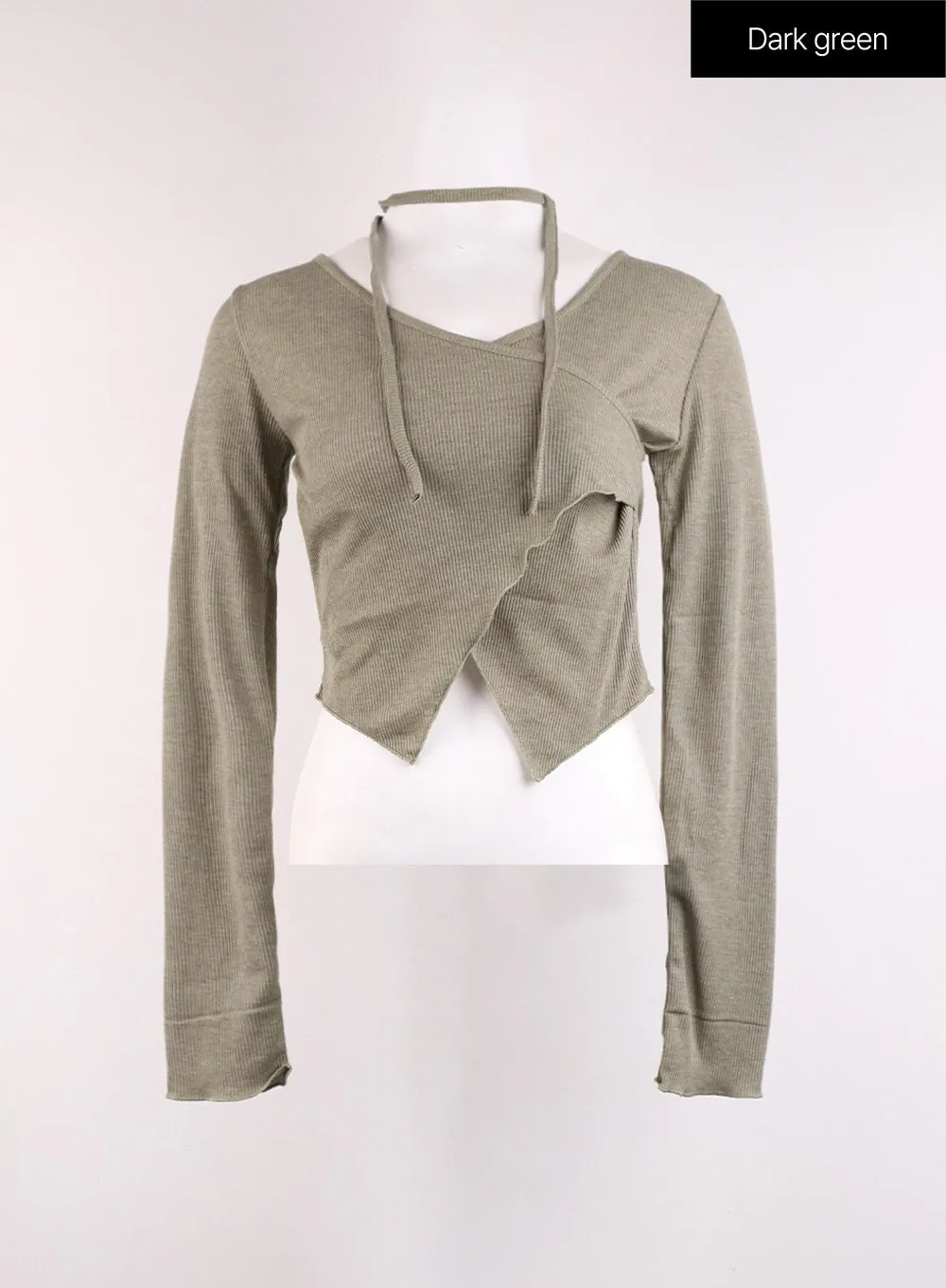 Drawstring Wrap Crop Long Sleeve OJ429