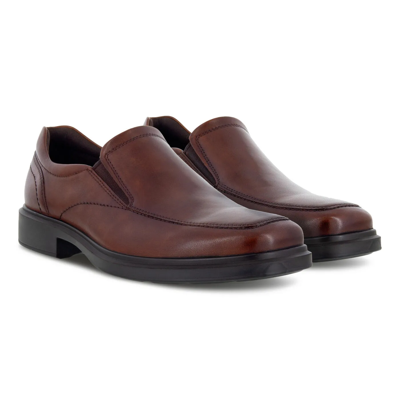 Ecco Mens Helsinki 2.0 Apron Toe Slip On Dress Shoe- Cognac Leather