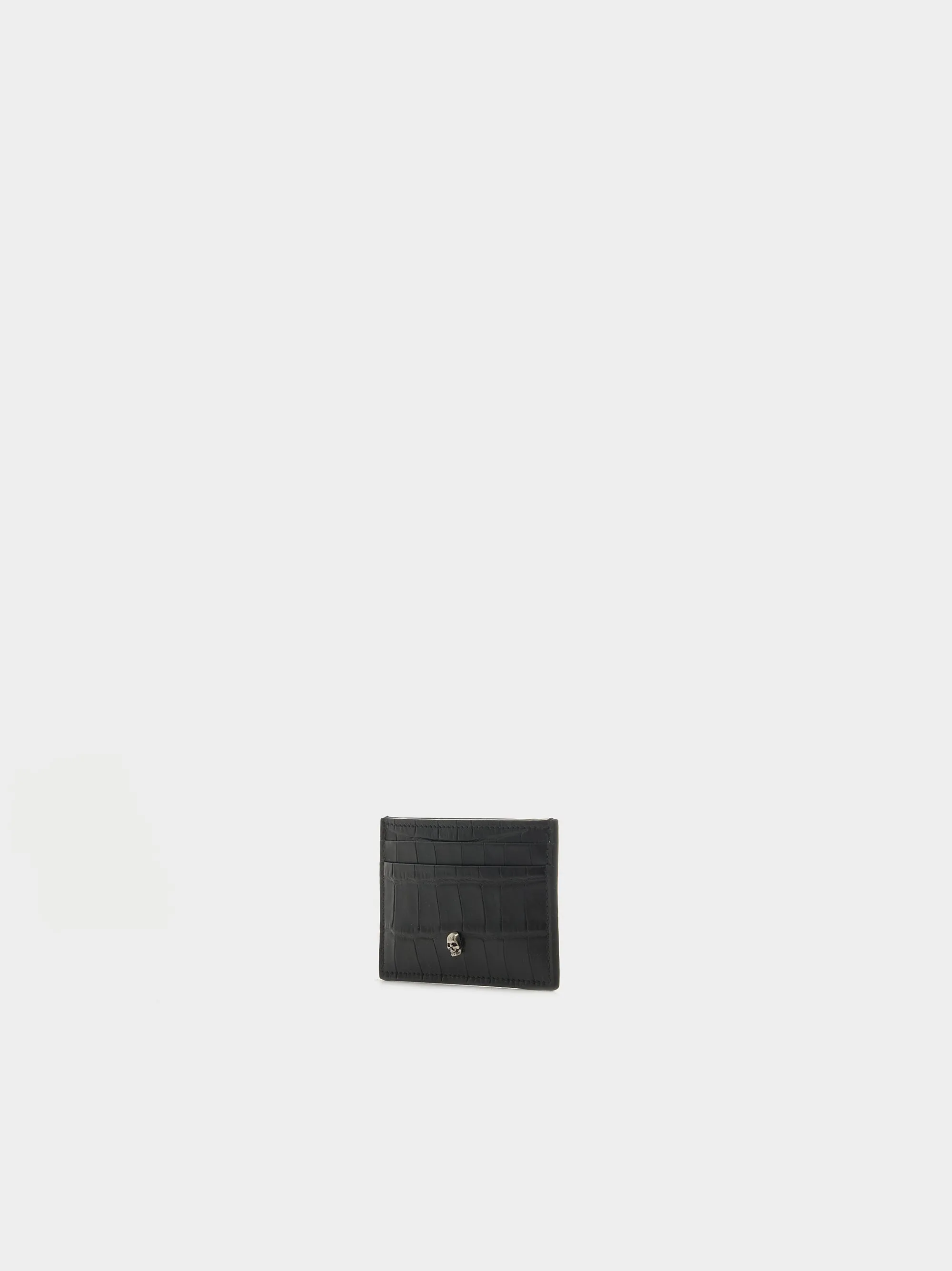 Embossed Croc Card Holder, Black