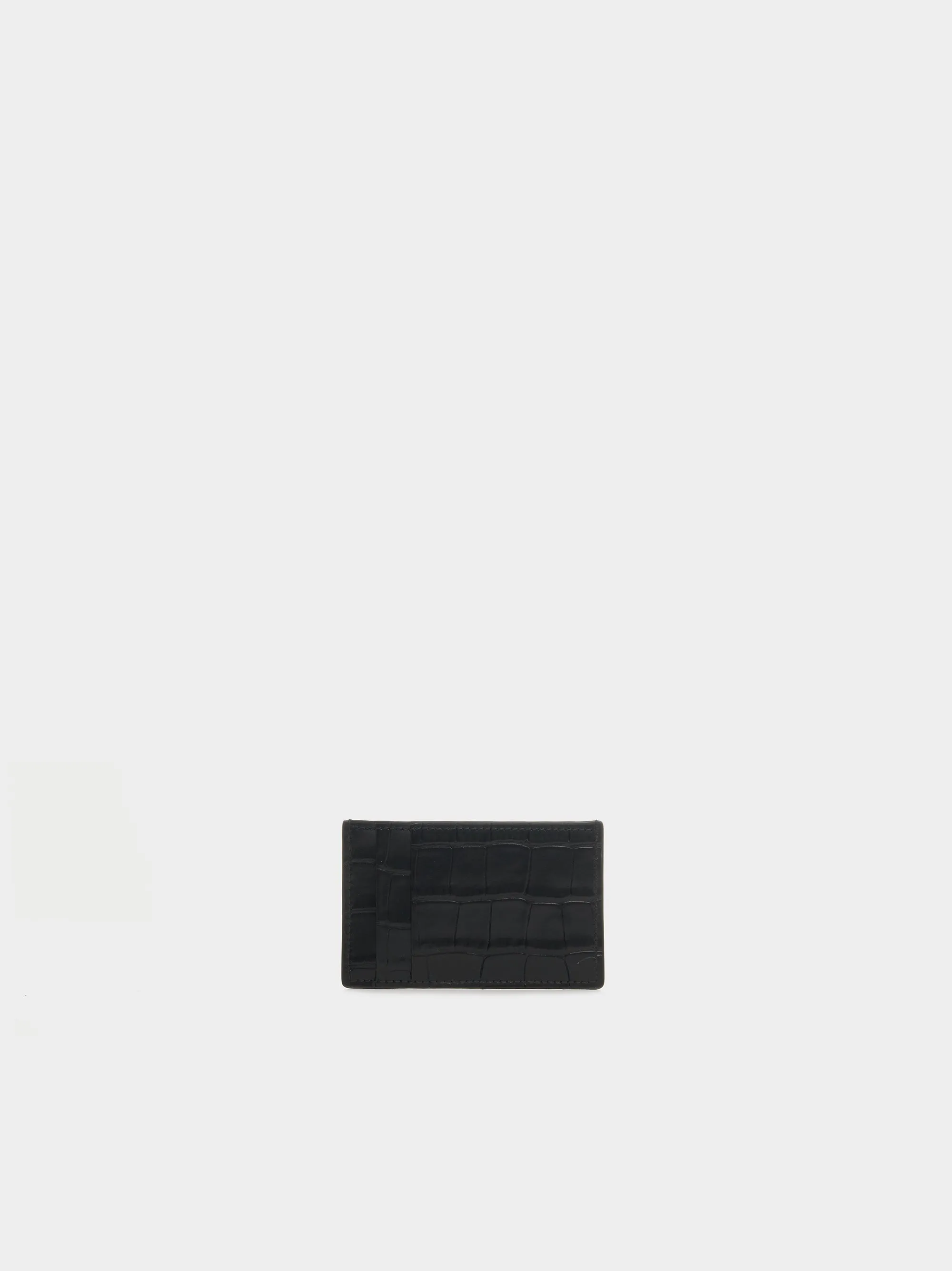 Embossed Croc Card Holder, Black