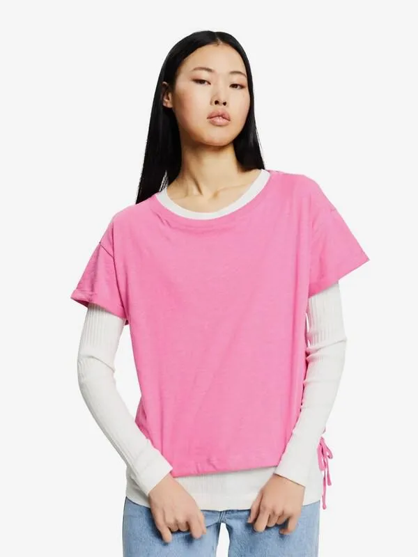 Esprit Organic Drawstring Tee in Pink