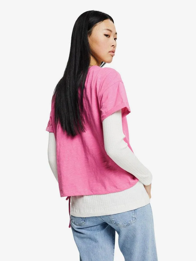 Esprit Organic Drawstring Tee in Pink