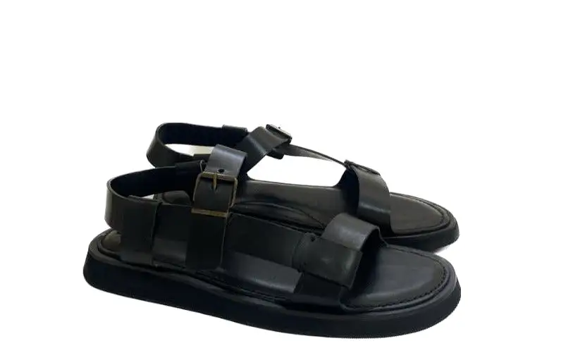 FORTISSIMO BLACK LEATHER SANDALS