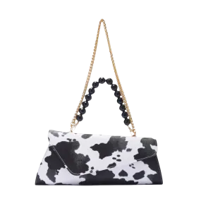 Ghalia - Black Cow Print- Clutch