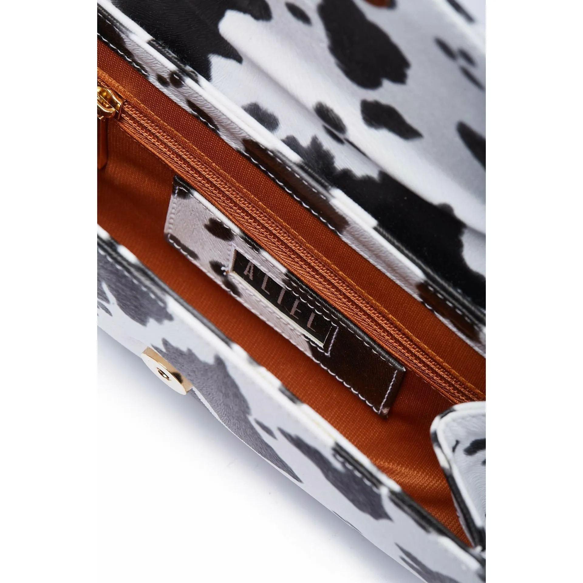 Ghalia - Black Cow Print- Clutch