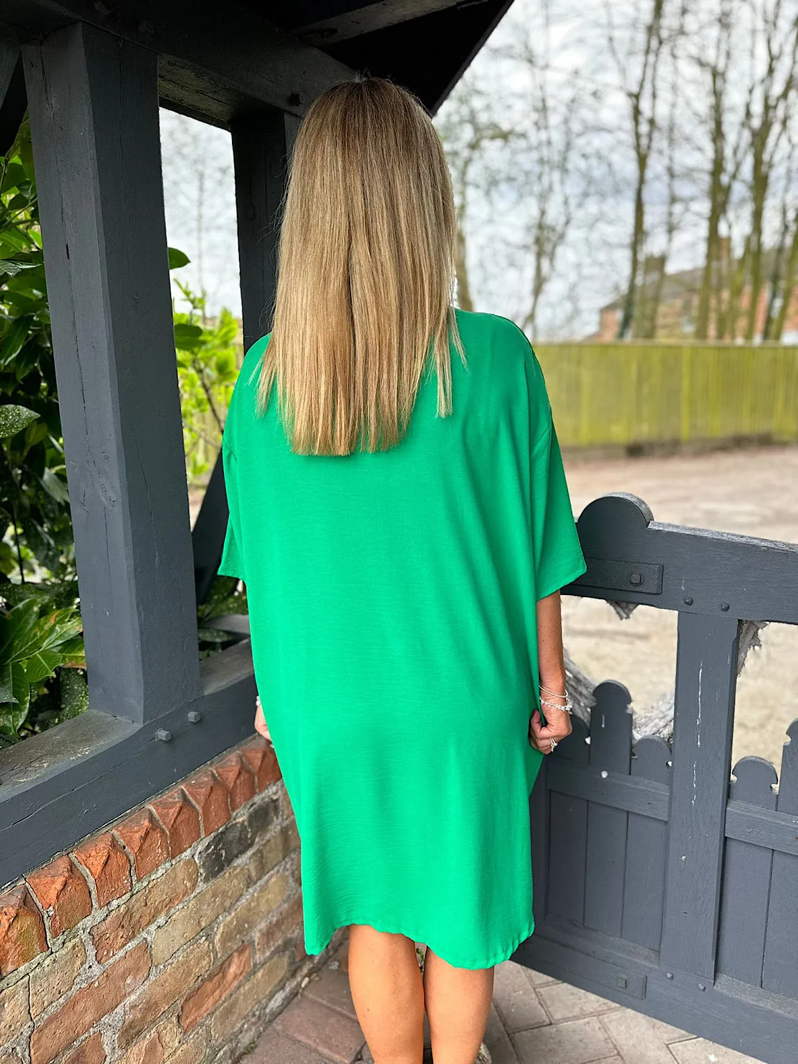 Green Ruched Drawstring Front Tunic Brooke