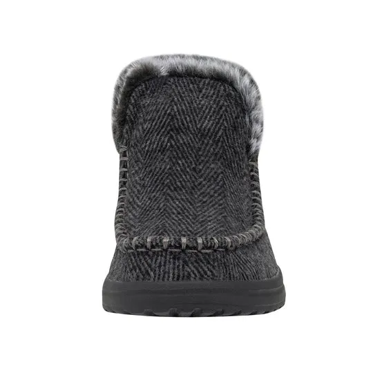 Hey Dude Womens Denny Fleece Lined Bootie- Black