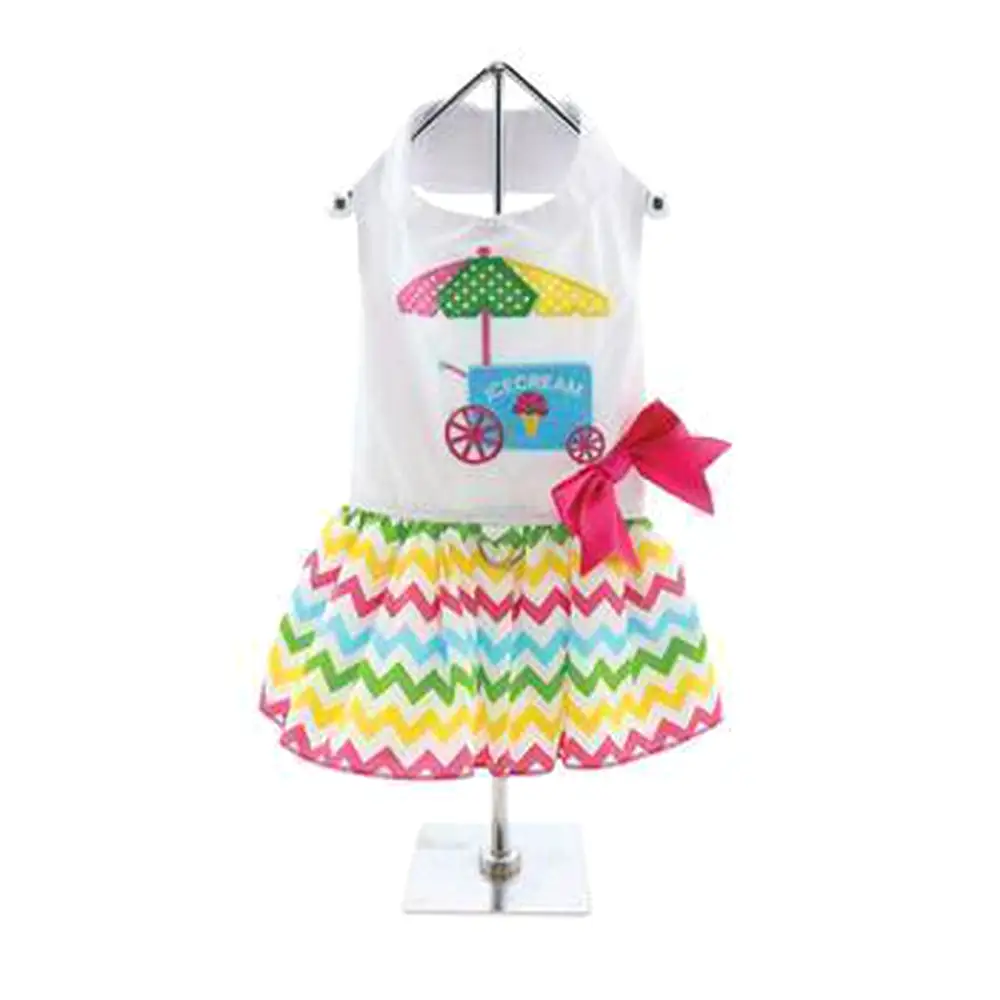 Ice Cream Cart Dog Dress with Matching Leash