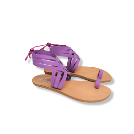 ILEKTRA PURPLE FLAT LEATHER SANDALS