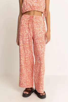 Islander Floral Drawstring Pant Coral