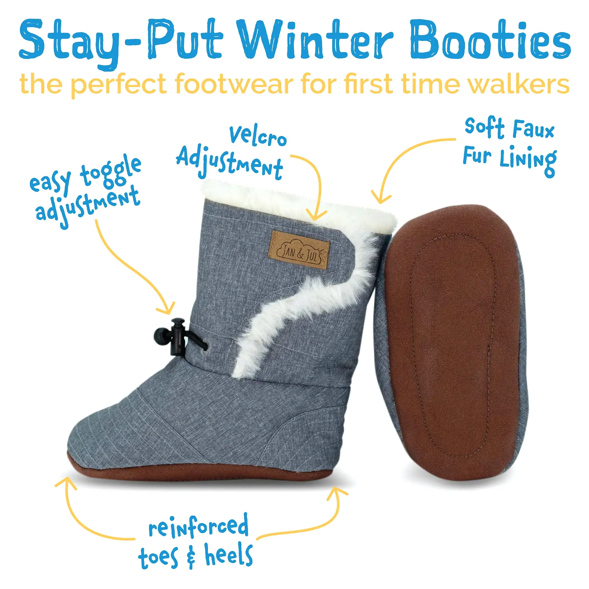 Jan & Jul Heather Gray Stay-Put Winter Booties