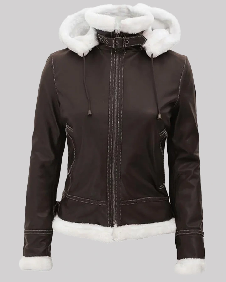 Jasmine Dark Brown Jacket with hood | William Jacket