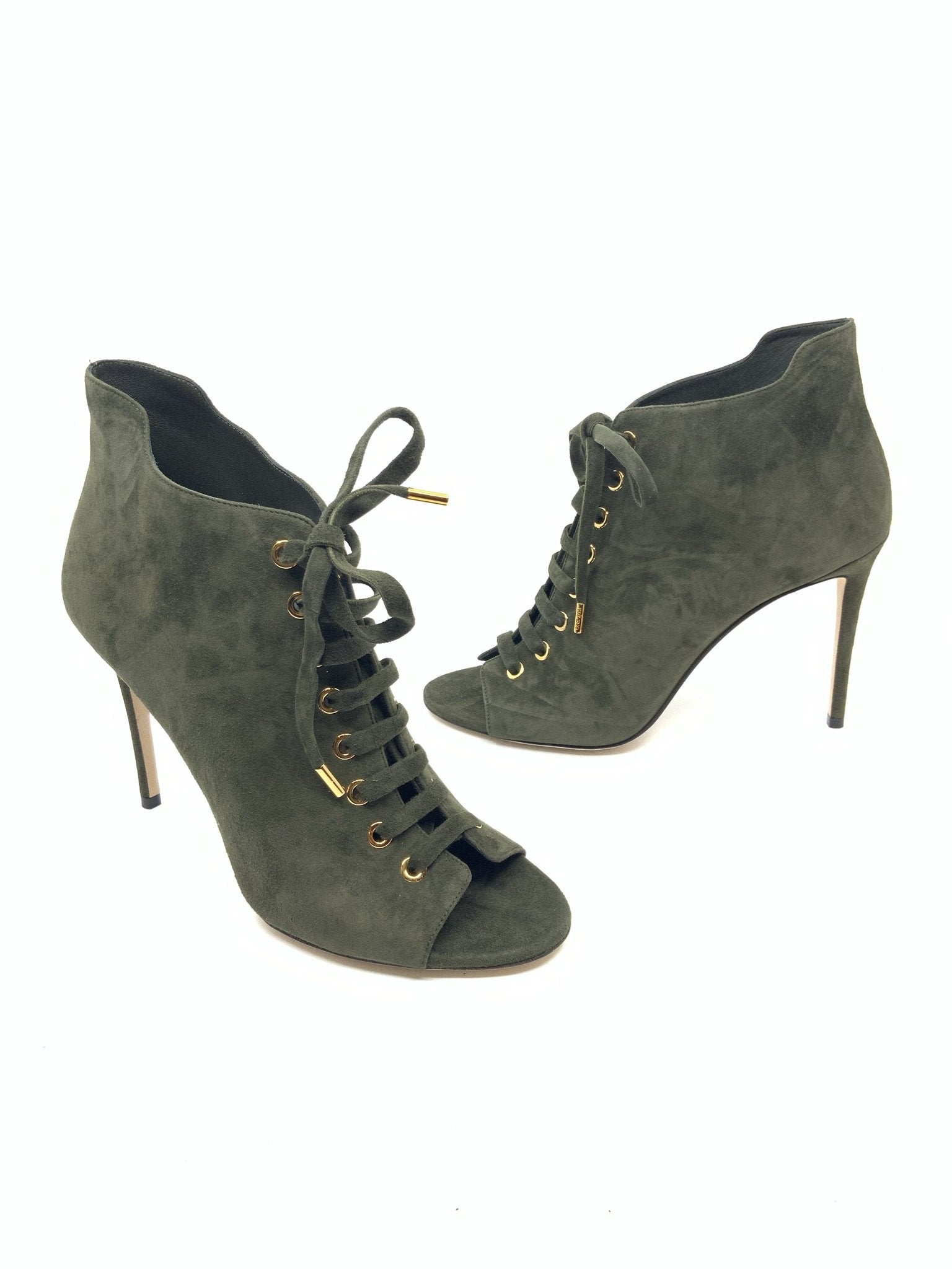 Jimmy Choo Mavy Suede Lace-Up Open Toe Bootie Size 11