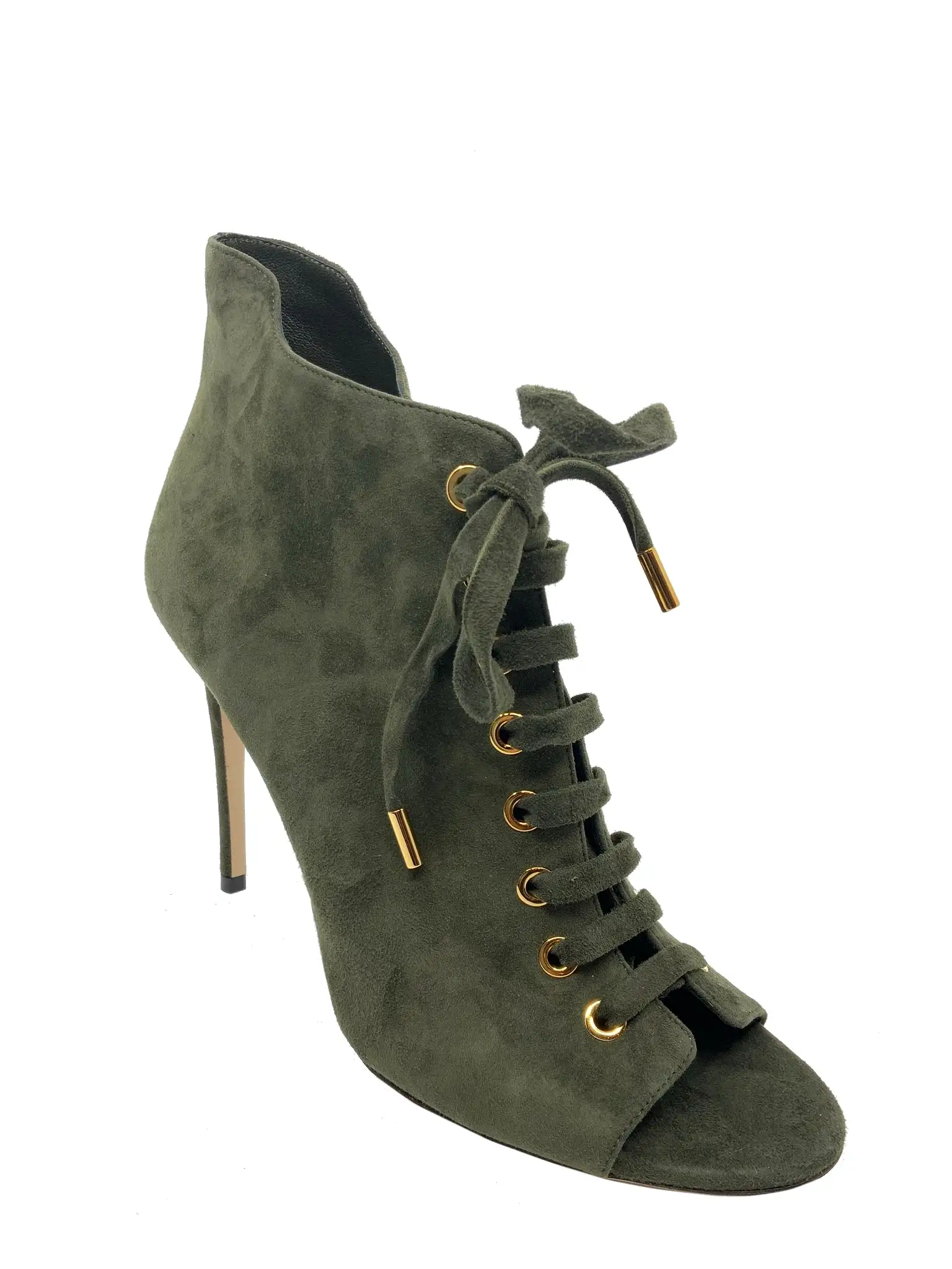 Jimmy Choo Mavy Suede Lace-Up Open Toe Bootie Size 11