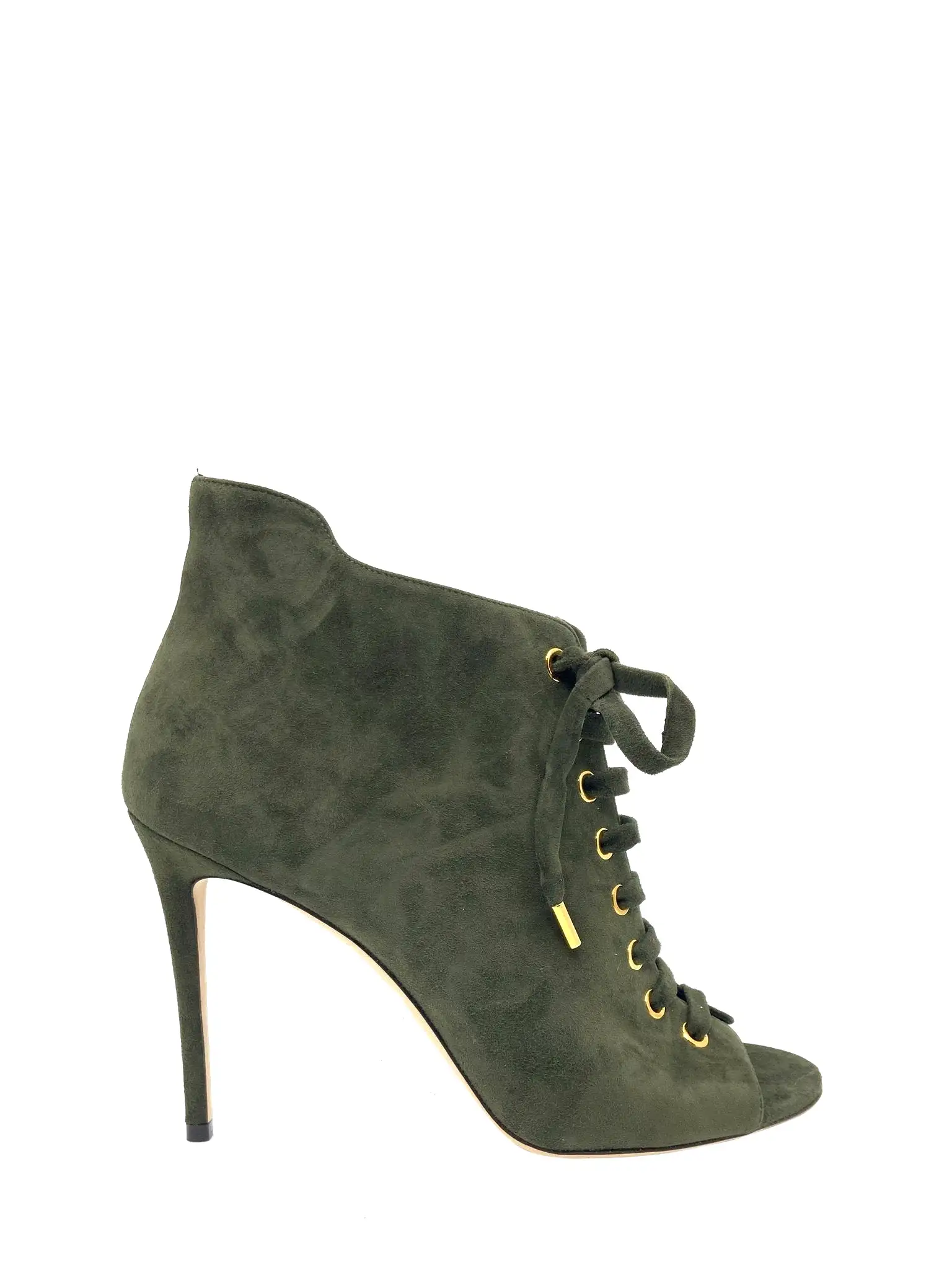 Jimmy Choo Mavy Suede Lace-Up Open Toe Bootie Size 11