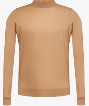 John Smedley Mens Nutmeg Turtleneck regular-fit recycled-cashmere and wool-blend jumper