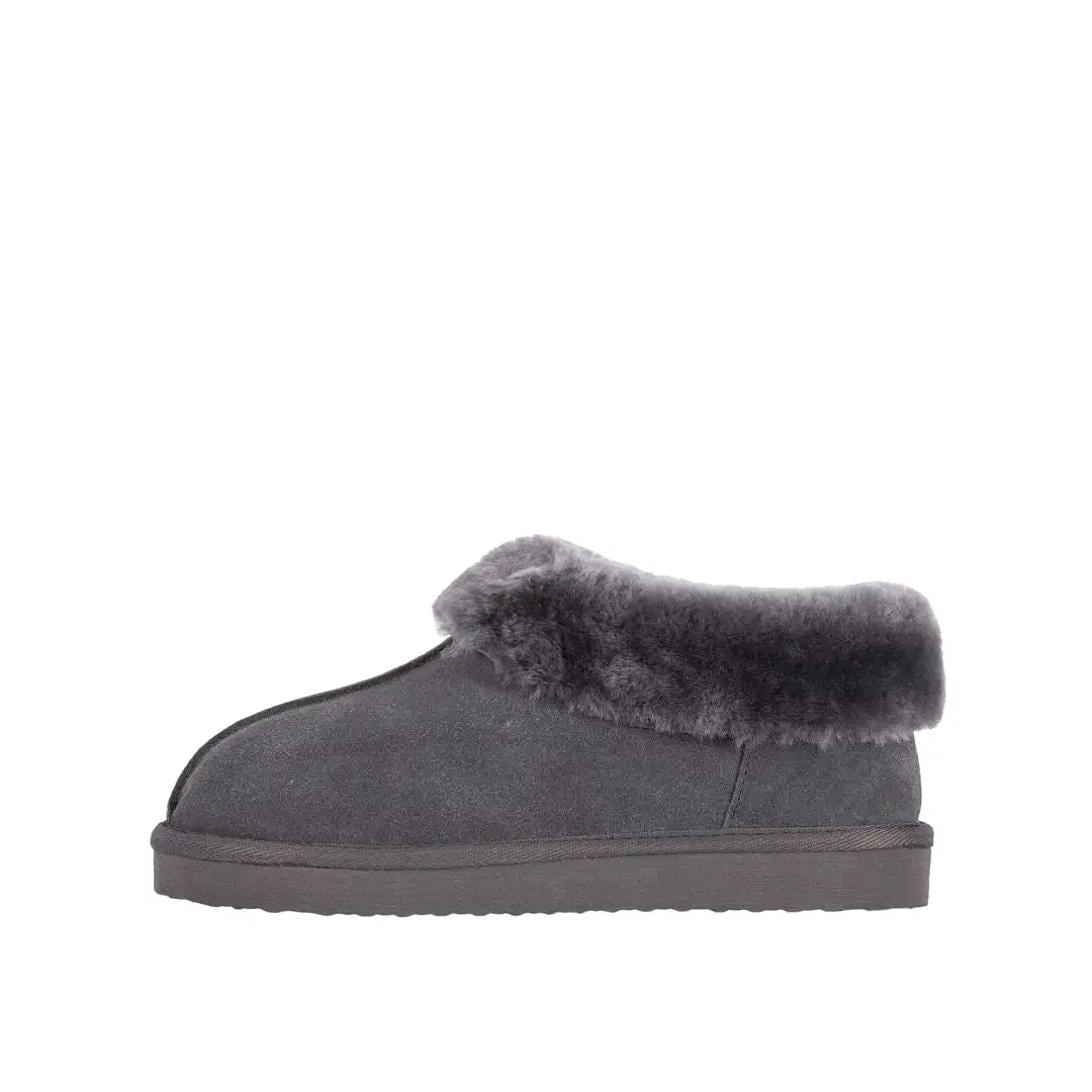 Ladies Anabella Grey Sheepskin Slipper Bootie