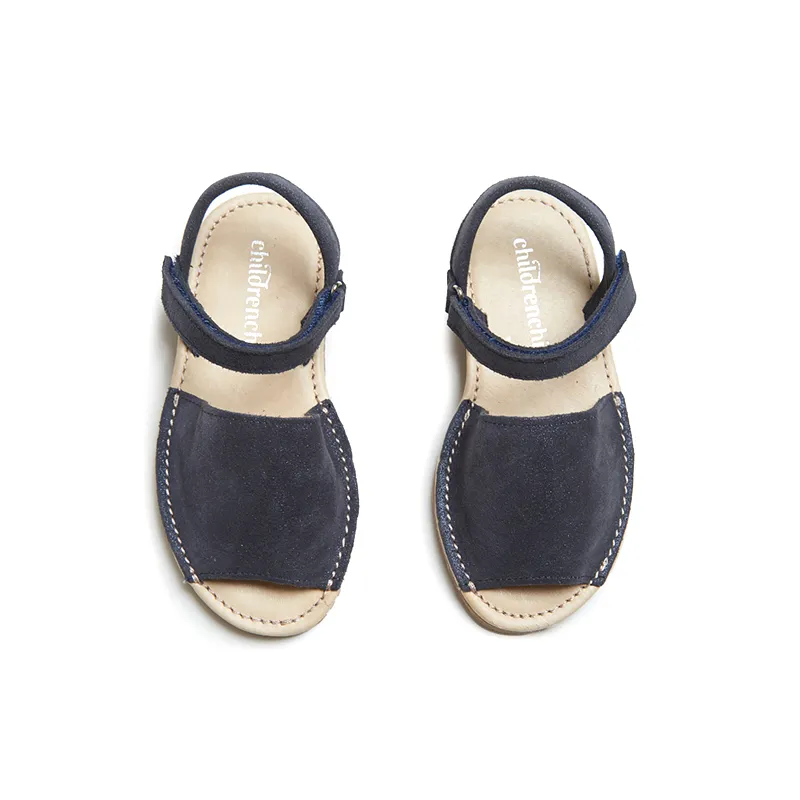 Leather Sandals in Navy Glitter