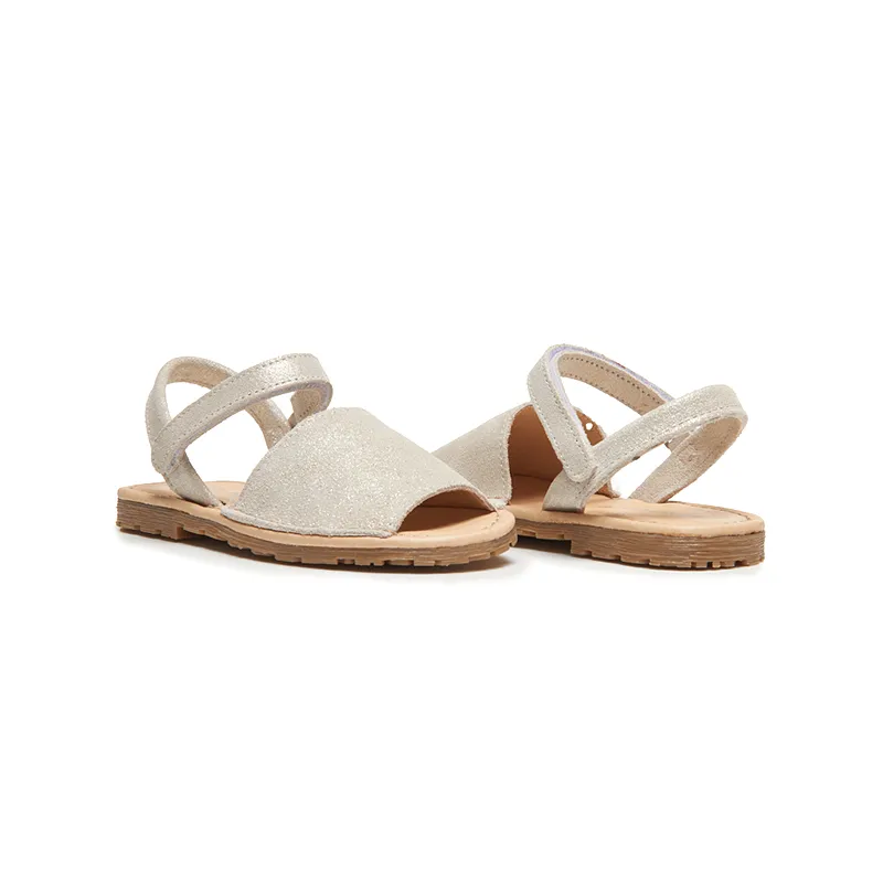 Leather Sandals in Nude Shimmer