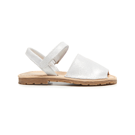 Leather Sandals in Silver Shimmer