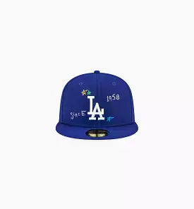 Los Angeles Dodgers Scribble 59Fifty Fitted Cap Mens Hat - Blue