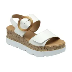 Lotus Cammie Leather Flatform Sandal White