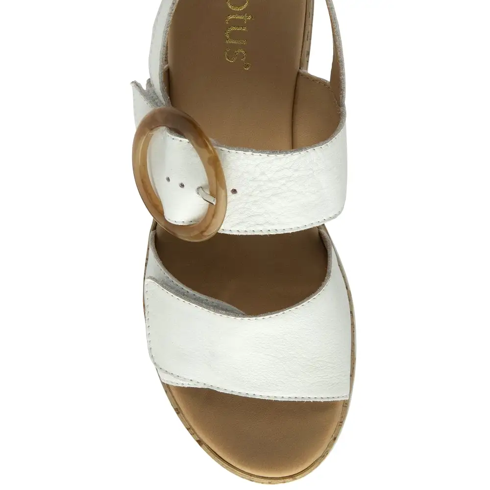 Lotus Cammie Leather Flatform Sandal White