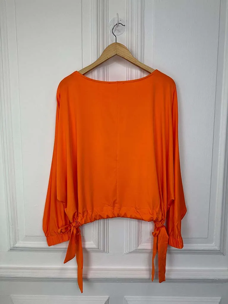 Malissa J Drawstring Tie Top - Orange