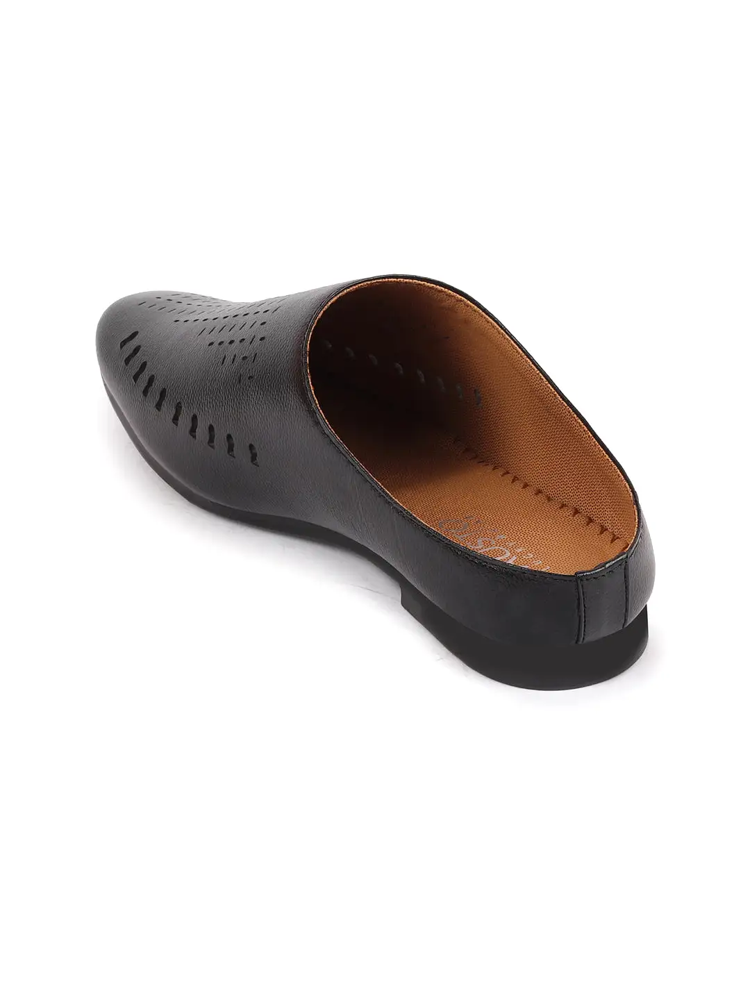 Men Black Back Open Slip On Ethnic Mules Wedding Shoes