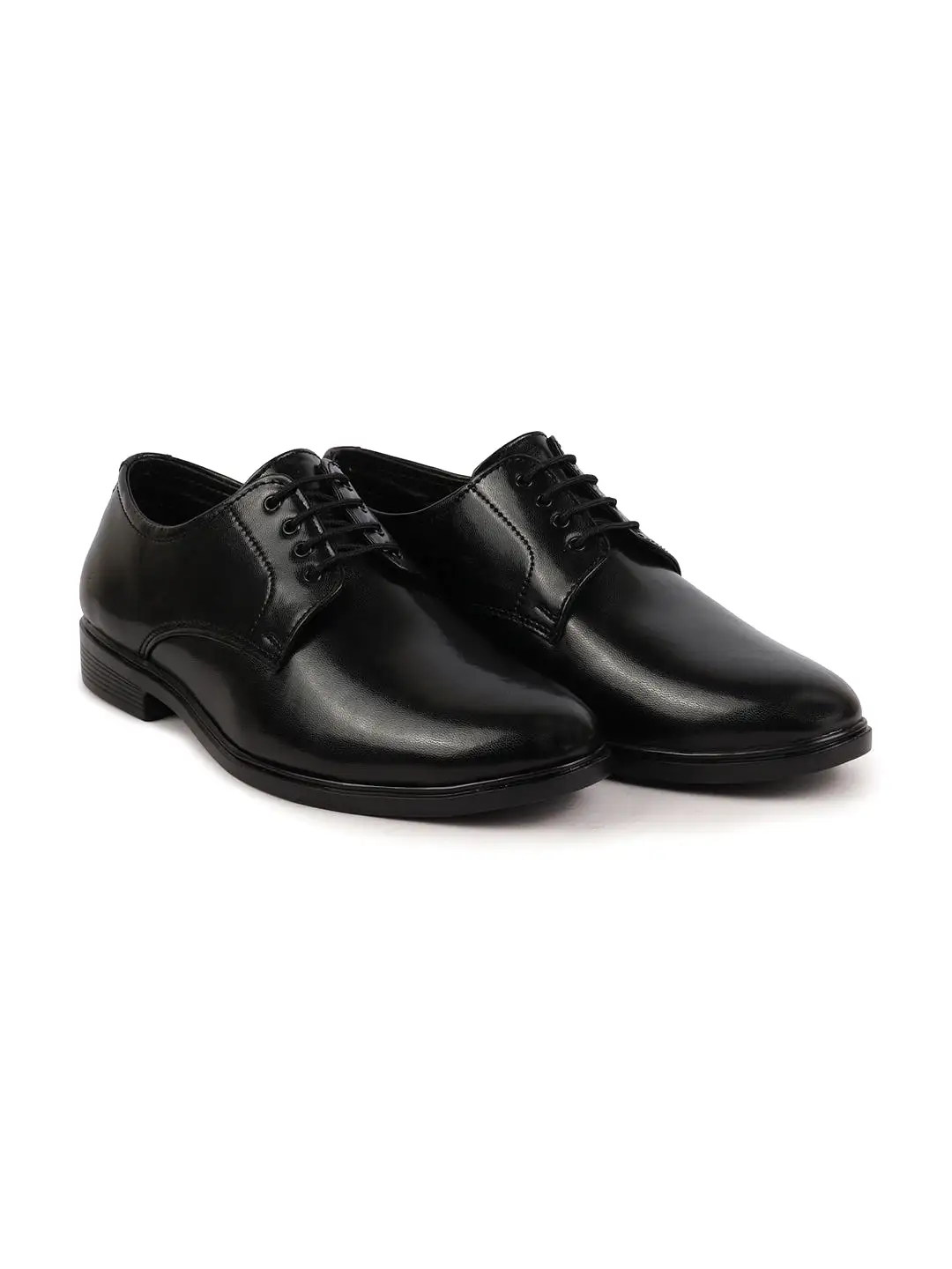 Men Black Formal Dress Lace Up Derby Shoes With Cushioned Footbed For Office|Work