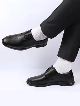 Men Black Formal Side Strip Design Lace Up Shoes