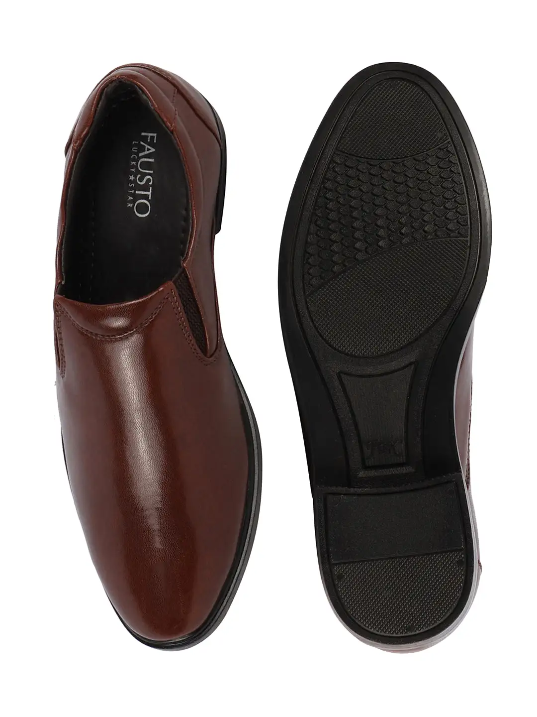 Men Brown Formal Dress Slip On Shoes With Cushioned Footbed For Office|Work|Loafer|Half Shoes|Cut Shoe