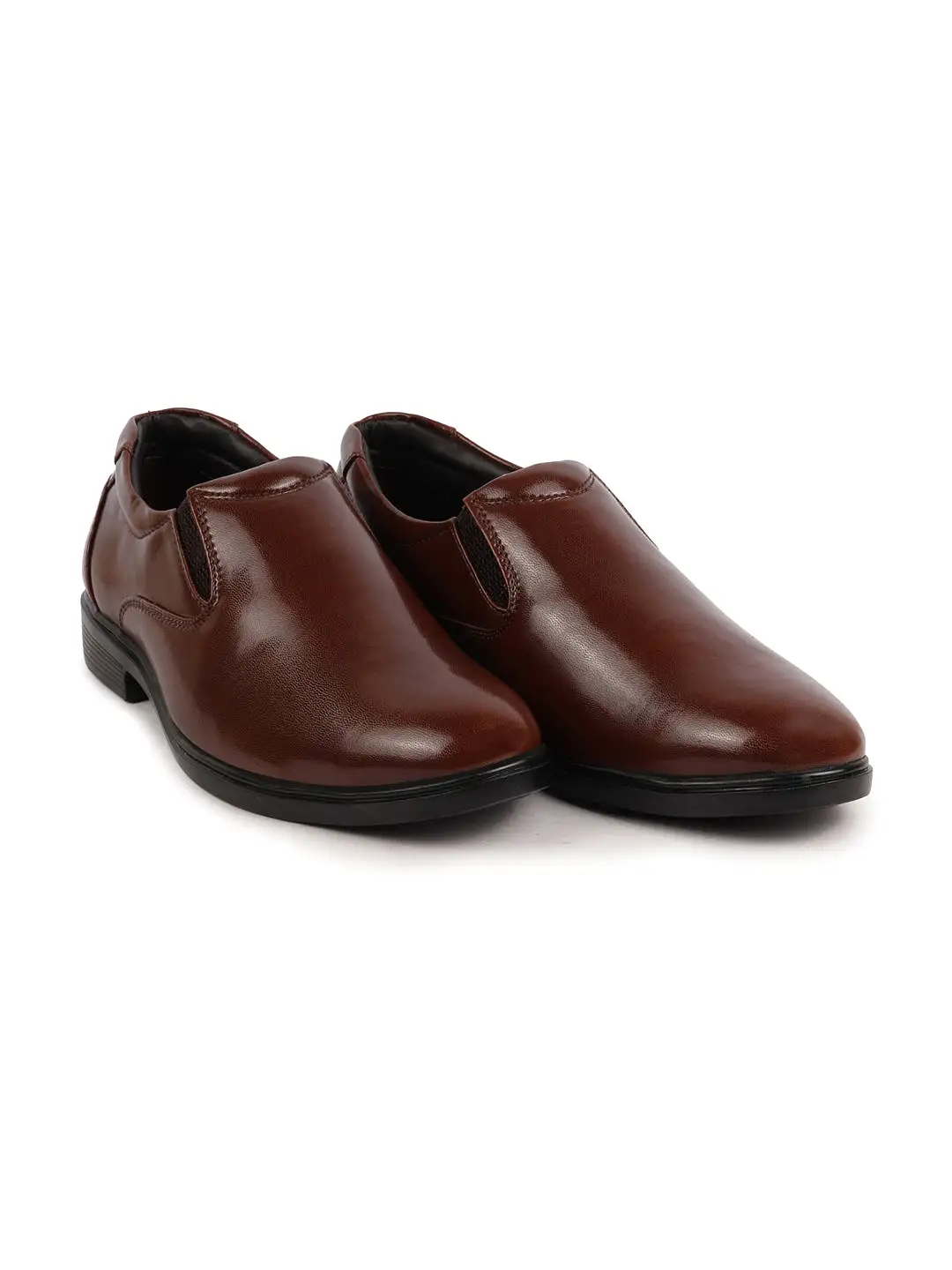 Men Brown Formal Dress Slip On Shoes With Cushioned Footbed For Office|Work|Loafer|Half Shoes|Cut Shoe