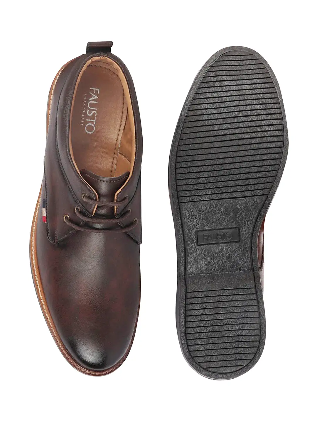 Men Brown Formal Lace Up Oxford Shoes with TPR Welted Sole