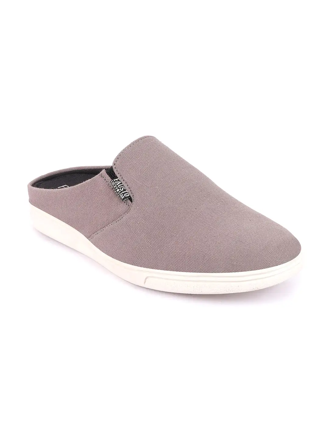 Men Grey Casual Back Open Canvas Stylish Slip On Shoes